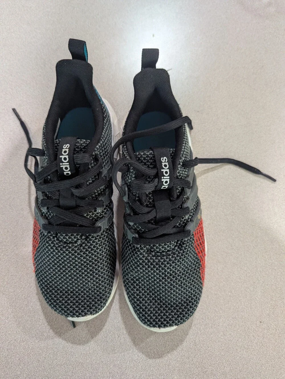 Youth Boys Gray/Black Adidas Shoes, Size 3